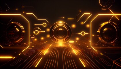 Digital technology network background. Light gold background. Generative AI, Generative, AI
