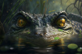 Fototapeta  - the mighty crocodile the beast of the lake with its eyes waiting for its prey the great crocodile of the lake