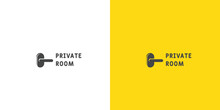 Doorknob Or Door Handle Silhouette Logo Design Illustration. Creative Idea Simple Flat Symbol Vector Icon Yellow Metal Equipment Minimalist. For Corporate Brands