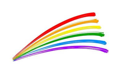 Wall Mural - Painted Rainbow Stripes on white background - 3D Illustration