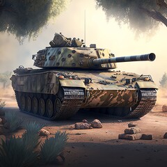 Wall Mural -  Hyperrealistic background world of tanks , generative artificial intelligence 