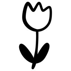 Wall Mural - tulip flower icon, vector hand drawn doodle illustration.