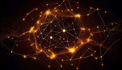 Digital technology network background. Light gold background. Generative AI, Generative, AI