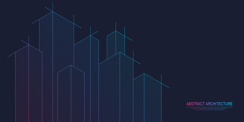 Wall Mural - architectural drawing with building construction
