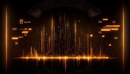 Digital technology network background. Light gold background. Generative AI, Generative, AI
