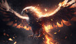 beautiful epic phoenix on fire, cinematic light, generative ai