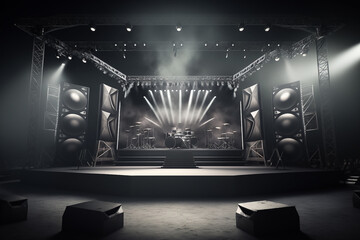 Wall Mural - Music stage for concert or dance event with spotlights