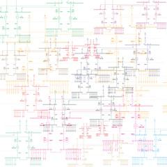 Electric wiring diagram for power transformers