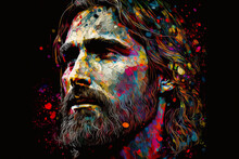 Jesus Christ Art Painting Portraits Print Poster. Generative AI