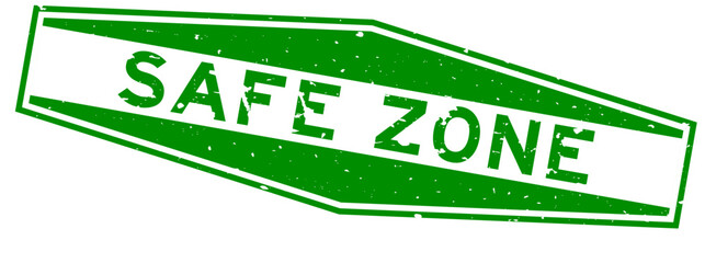 Poster - Grunge green safe zone word hexagon rubber seal stamp on white background