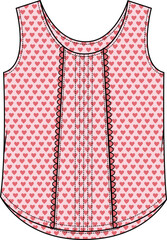 Canvas Print - CHILDREN AND KID GIRLS WEAR VEST TOP WITH HEART PATTERN VECTOR