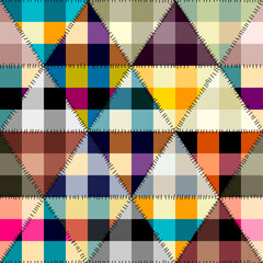 Fototapete - Patchwork textile pattern. Seamless quilting design background.