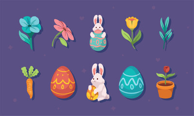 Poster - set icons of easter