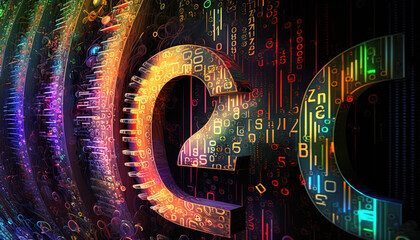 Coding, colourful code for IT, digital technology, data communication, computer code, internet network concept. Generative AI.