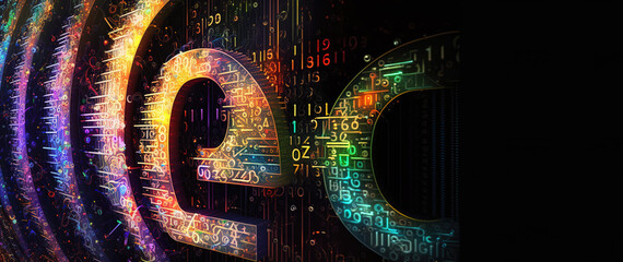 Coding, colourful code for IT, digital technology, data communication, computer code, internet network concept. Generative AI.