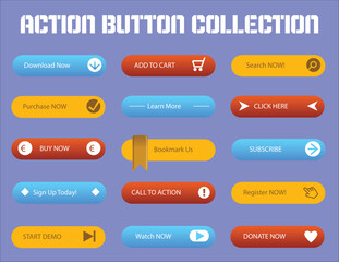 Wall Mural - cta web button collection