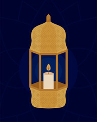 Canvas Print - golden arabic lamp with candle