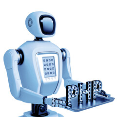 waiter robot holding a php script side view