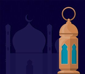 Sticker - golden arabic lamp with mosque