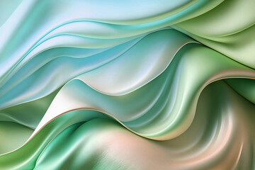 Abstract fluid cloth or liquid wave background. Gradient blue, green and yellow design. For banners, backgrounds, advertisement, wallpapers, posters, cover. 3D. Generative AI.