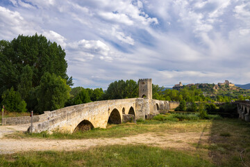 Canvas Print - stone bridge over Ebro river in Frias, Burgos province, Castilla Leon, Spain