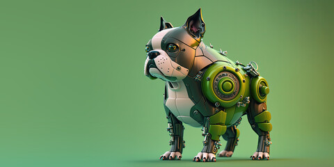 Poster - Robotic Dog with a Green Background and Copy Space (Created with Generative AI)