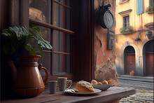 Image Of Street Cafe Early Morning
