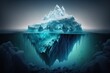View of an Iceberg above and Below Sea Level with Copy Space (Created with Generative AI)