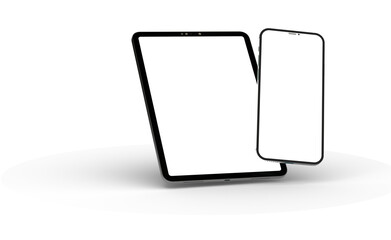 Poster - Photo 3D brandless tablet with empty screen isolated