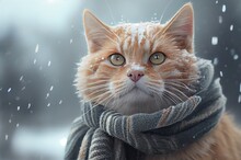 Cat Adorable With Scarf Generative AI