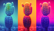Cactus duotone in vibrant bold gradient holographic colors. Concept art. Minimal surrealism. Generative AI