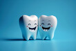 happy smiling white teeth cartoon characters. concept of dental health care. Generative AI