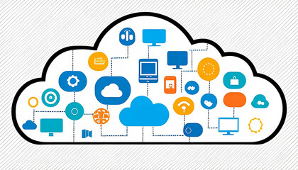 Wall Mural - Cloud Computing Concepts illustration. Simple, Subtle, Creative, Inside a Cloud, High Quality