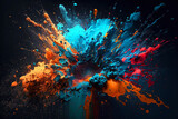 Fototapeta  - Colored paint splash isolated on black background. Generative AI.
