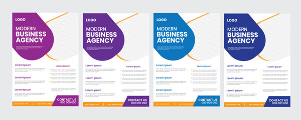 Wall Mural - Modern new corporate business agency, a4 size print vertical flier, with set of report info, infographic, document, recent collection mag services