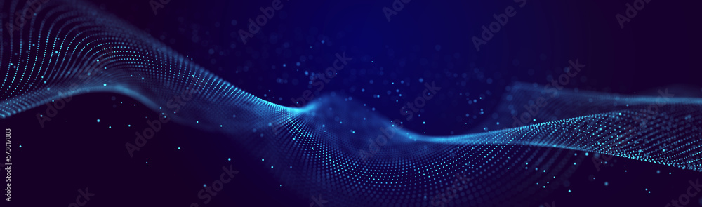 Futuristic wave. Abstract technology background. 3D visualization of ...