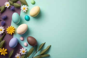 Wall Mural - Light Easter background in pastel colors. Template for Design. Mock Up. AI generated. Copy space. AI generated.