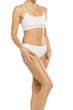 © vladimirfloyd - Slim woman in top form, perfect body shape. Parts of woman body in underwear, studio white background