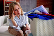 Women Stressed With Clothes Laundry