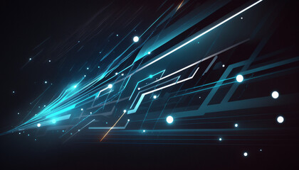Abstract Technology Line Light Background - Generative AI