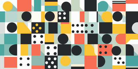 Aufkleber - Abstract avant-garde tile patter. Geometric pattern, seamless vector. Prints of rectangles, squares shape design. Flat style.