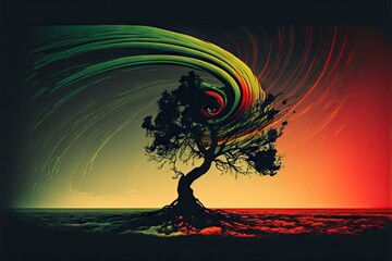 Canvas Print - Abstract colorful tree on dark background