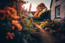 Autumn Cottage Garden, Generative AI