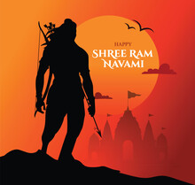 Illustration Of Lord Rama With Bow Arrow Killing Ravana In Ram Navami