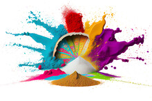 Happy Holi Day Concept, Colorful Paint Splashes Png, Colored Powder Explosion. Paint Holi, Mix Rainbow Splash Holi Image