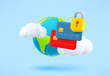 © tovovan - Global payment concept with plastic cards, padlock and the Earth. 3d vector illustration