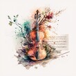 Violine in Aquarell, made by Ai, AI-Art