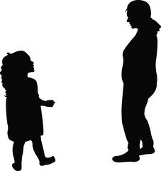 Sticker - a girl and woman making chat, silhouette vector