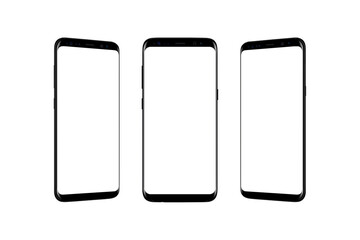 Leinwandbilder - Transparent phone, isolated in three positions - front, left, and right