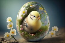 Springtime Joy Unleashed By The Easter Egg's Adorable Chick Generative AI